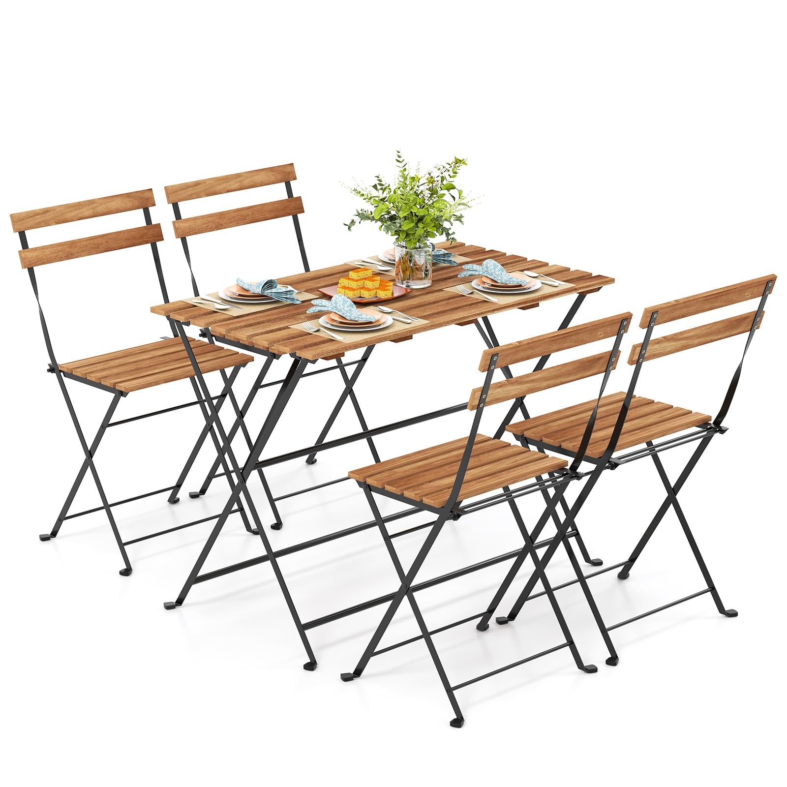 Tangkula 5 Piece Patio Folding Dining Set